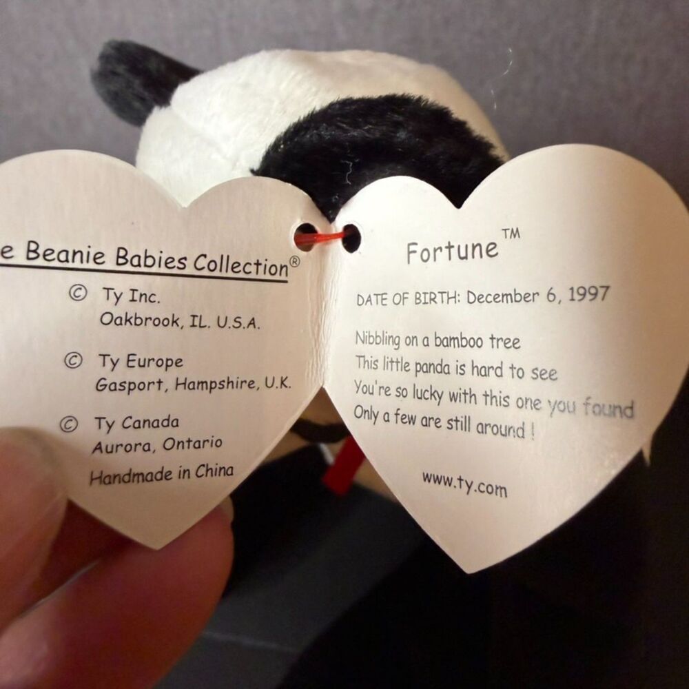 Ty Beanie Baby Fortune Panda Bear Plush 1998 w/ Hang Tag Retired Vintage - Picture 10 of 16